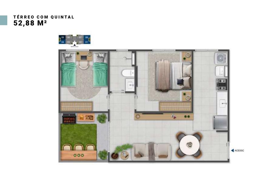 Planta Garden 52,88 do Porto Flamboyant